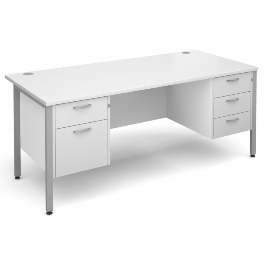 Maestro H Frame Straight Office Desk with 2 and 3 Drawer Pedestal